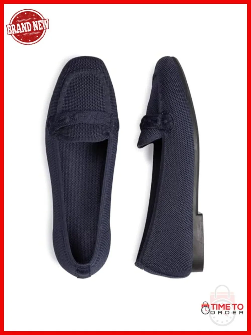 Stretchy Knit Loafer Flats Square Toe Comfort Casual Work Driving Shoes